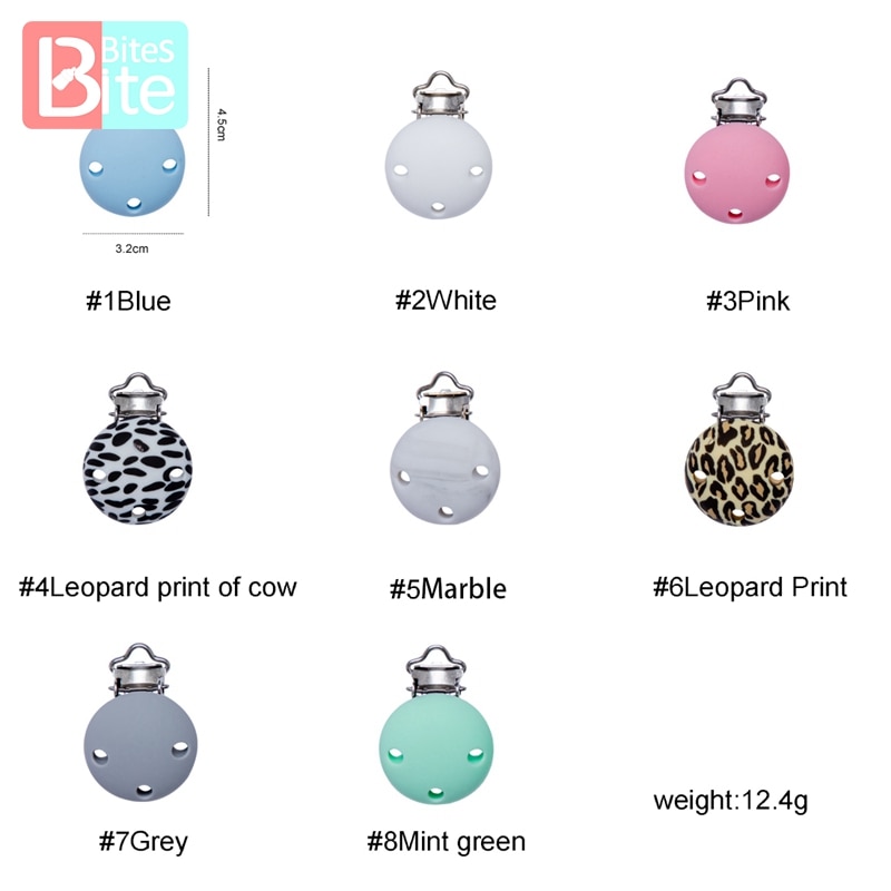 Bite Bites 4pcs Baby Pacifier Clip Three Holes Leopard Marble Round Silicone Holder Clip Infant Nipple Clasps Baby Product